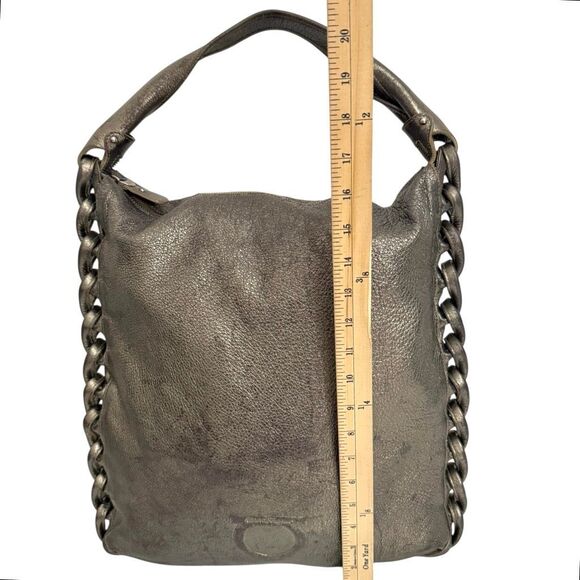 Salvatore Ferragamo Women's Gray Metallic Leather Shoulder Bag - Picture 9 of 11